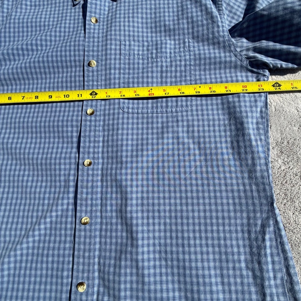 LL Bean Mens Large Tall Blue Plaid Button Down Shirt 100% Cotton Long Sleeve - Picture 5 of 13